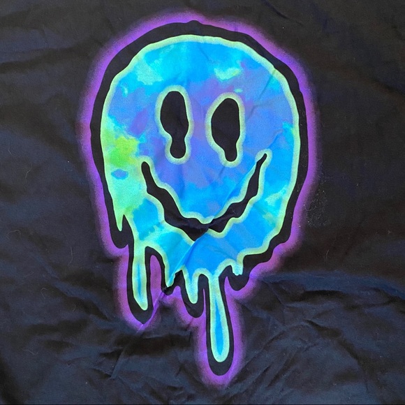 Fruit Of The Loom Tops Trippy Tee Dripping Blue Smiley Face Poshmark